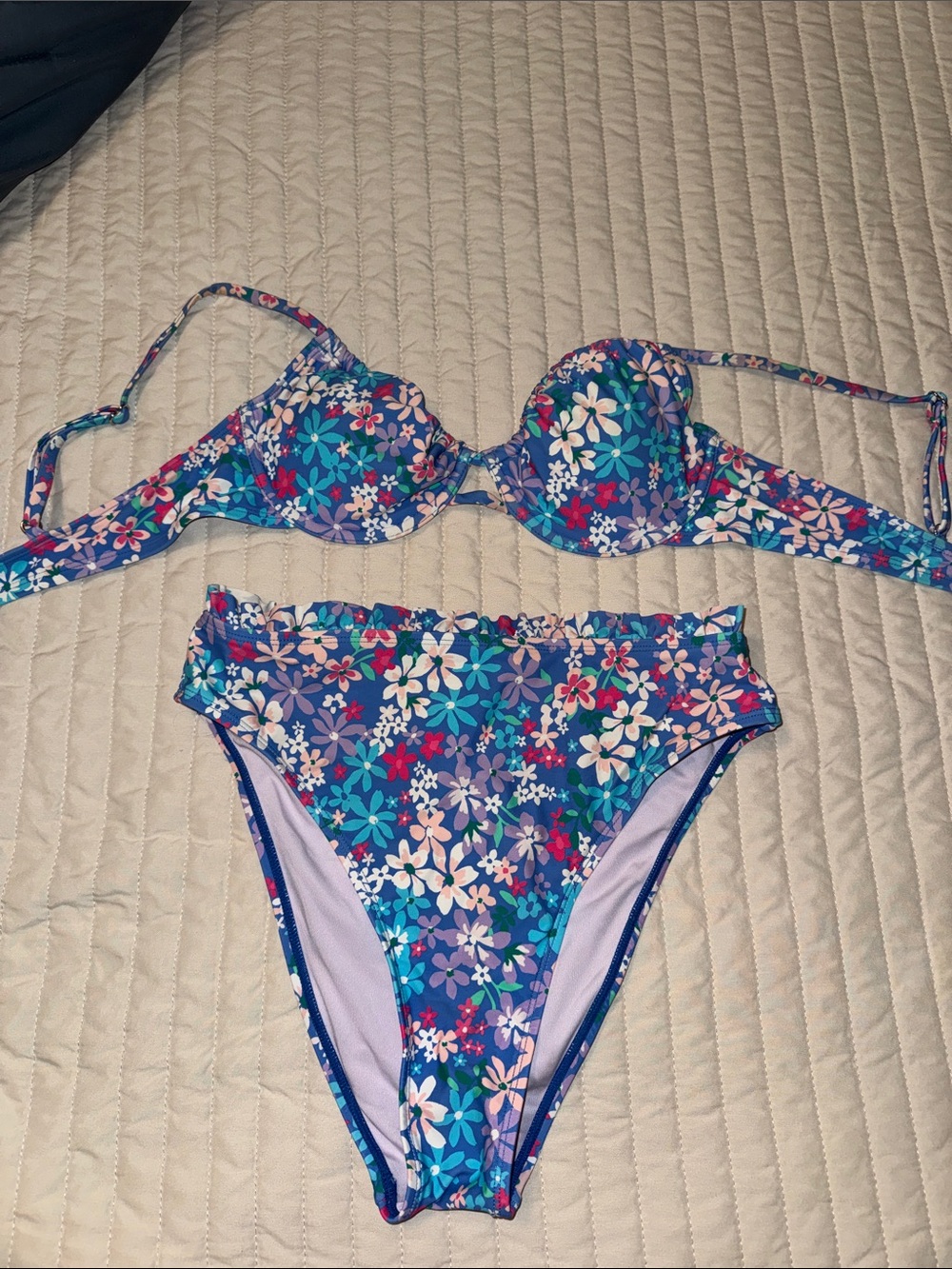 Cupshe Blue Floral Bikini Set